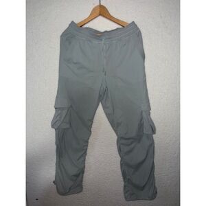 Lululemon Lab Cargo Pants Women Medium Sage Grey Ribbed Ruched Adjustable Hem